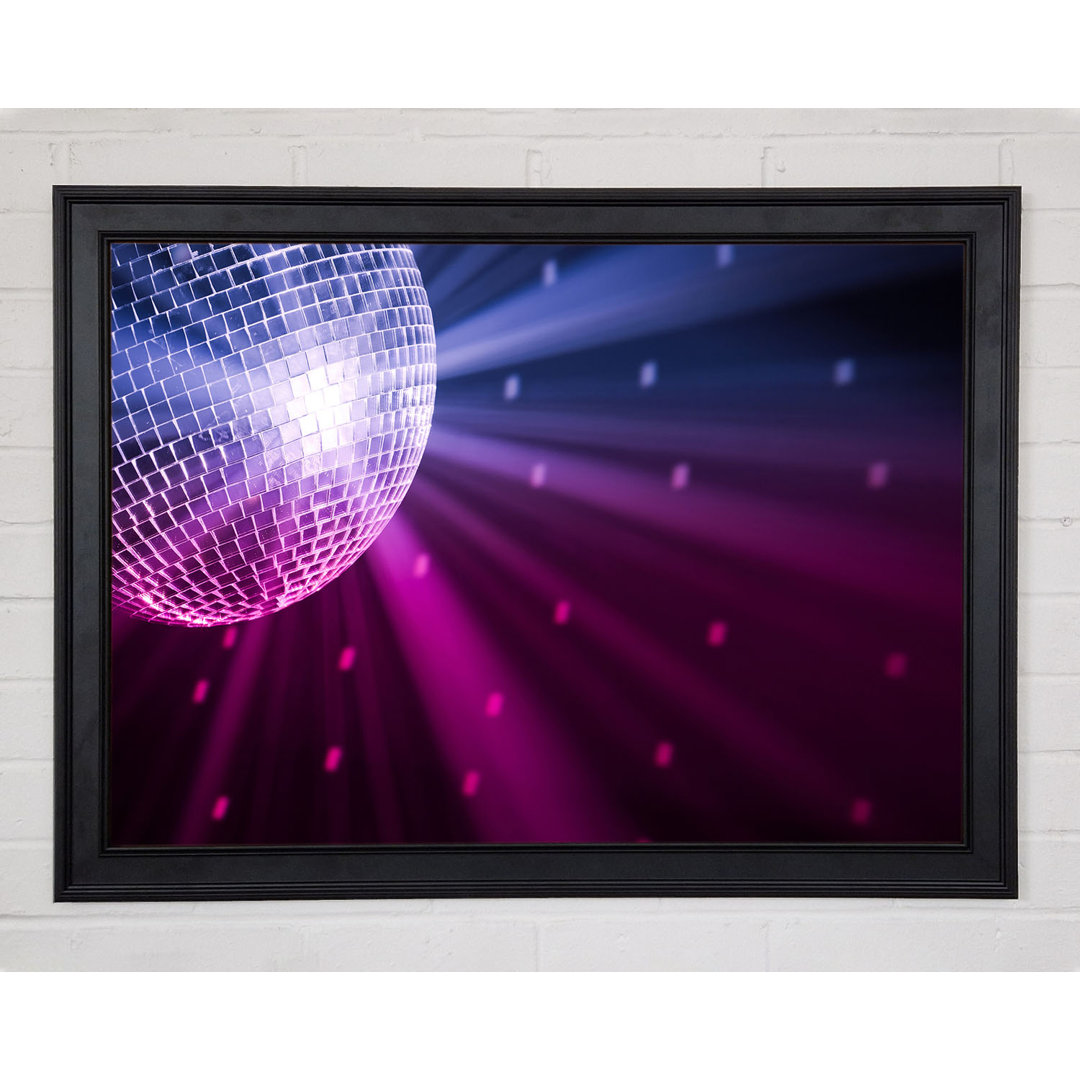 Disco Ball Blau und Rosa Gerahmter Druck