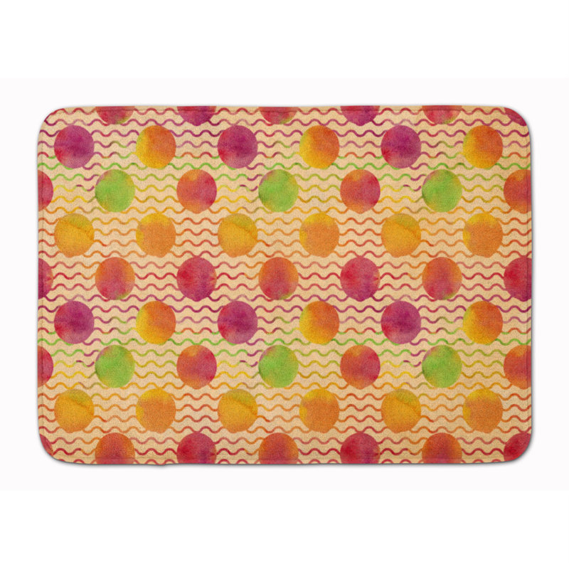 Tapis pour salle de bain en mousse à mémoire de forme Watercolor Rainbow Dots and Sqiggles