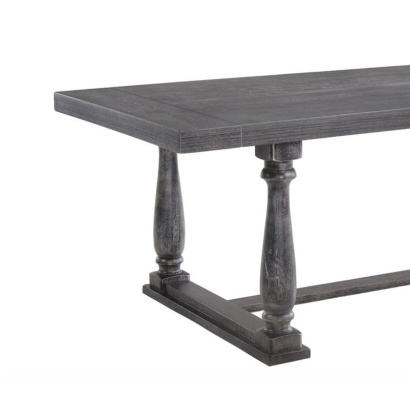 Table de salle à manger en chêne gris patiné, Gris