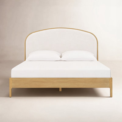 Seabrook Linen Upholstered Oak Bed