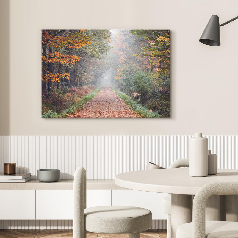 Paysage naturel «Autumnal Serenity Forest Trail» sur, Toile tendue, H 32 po x l 48 po