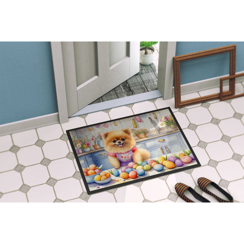 Decorating Easter Pomeranian Doormat, 24" W x 36" L
