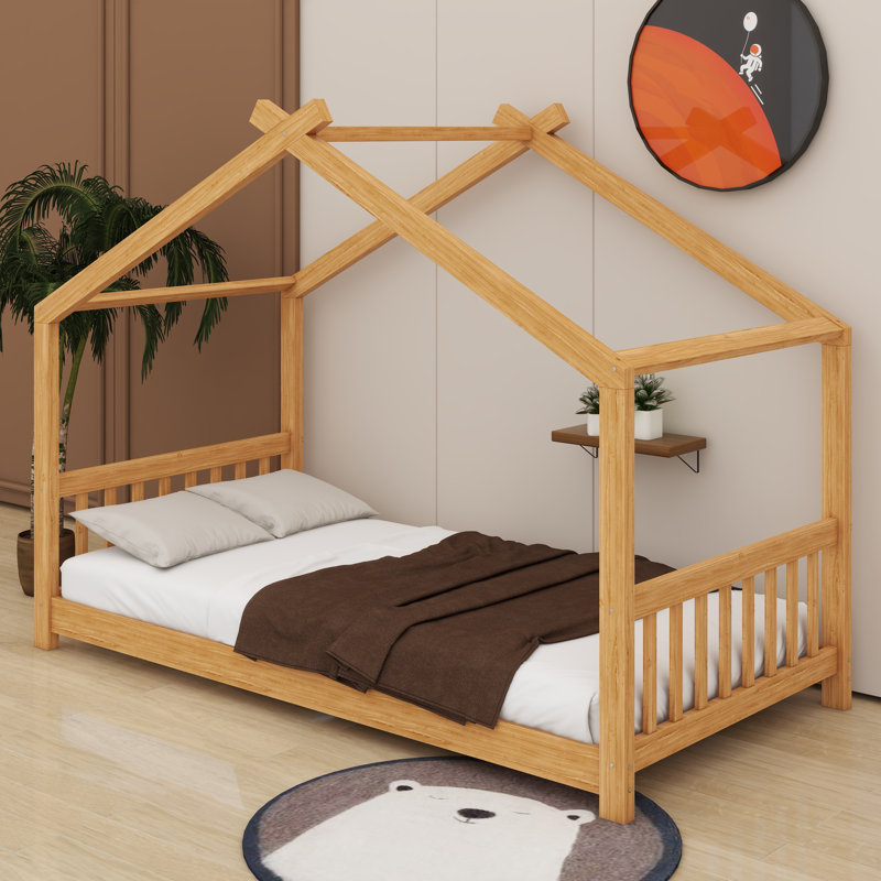 Nguyet House Platform Bed with Headboard, Natural, Twin