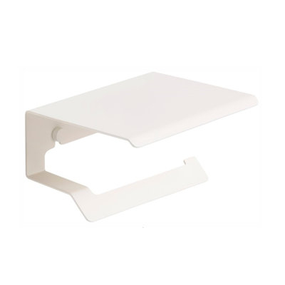 Slim matte white toilet paper holder with lid