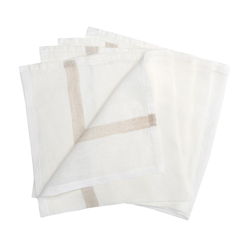 Laundered Linen Square, White/Natural