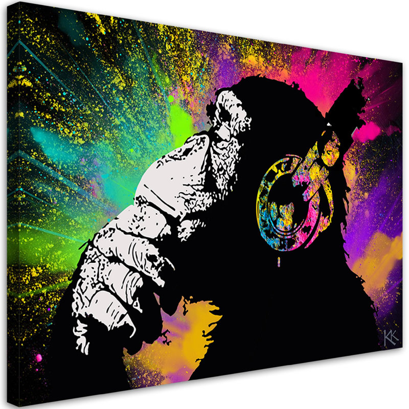 Banksy Monkey - No Frame Print on Canvas