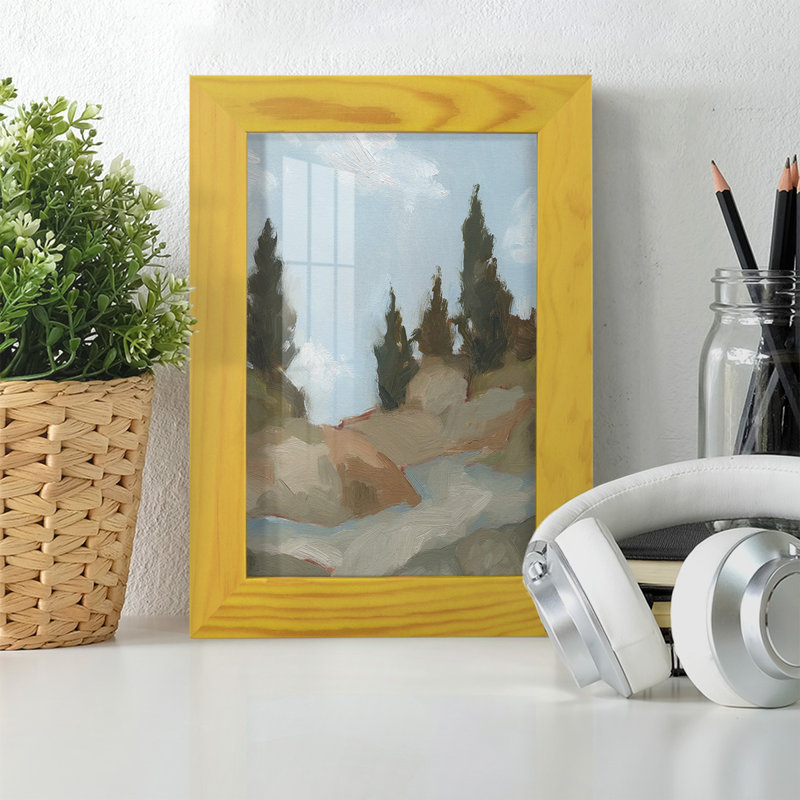 West Fourche Trail II sur papier, H 7 po x l 5 po x P 1 po, Jaune