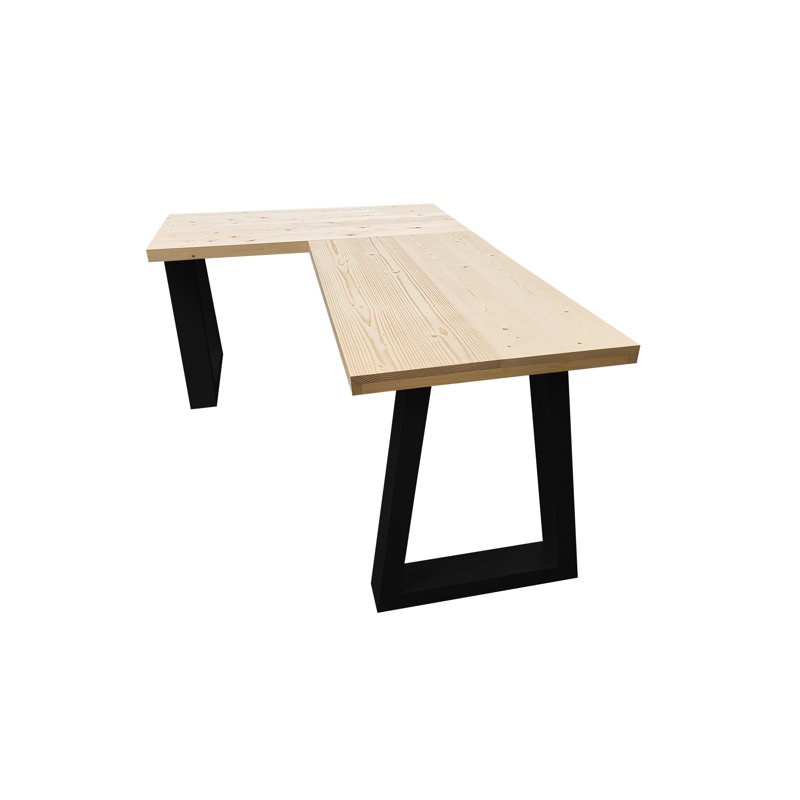 Aghadavy Solid Wood Writing Desk, 75" H x 180" W x 70" D, Black, Light Oak