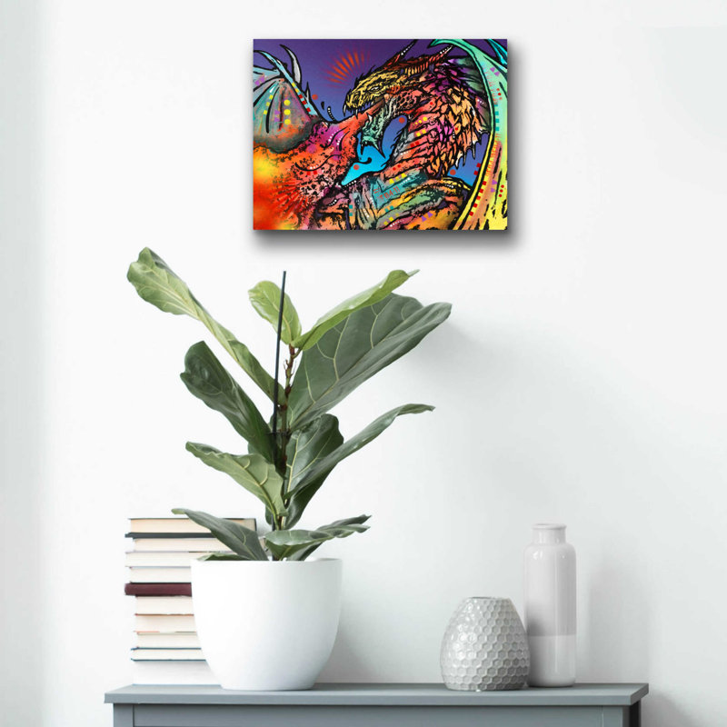 Art mural en verre Trinx «Dragon Fire» par Dean Russo, H 12 po x l 16 po x P 0,13 po