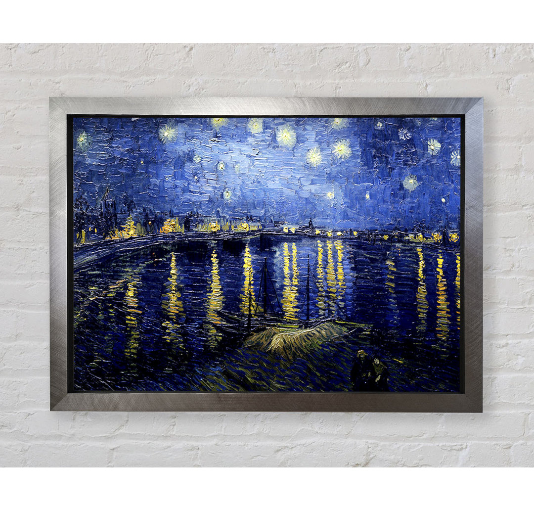 Gerahmtes Leinwandbild Starry Night Over The Rhone von Van Gogh in Blau