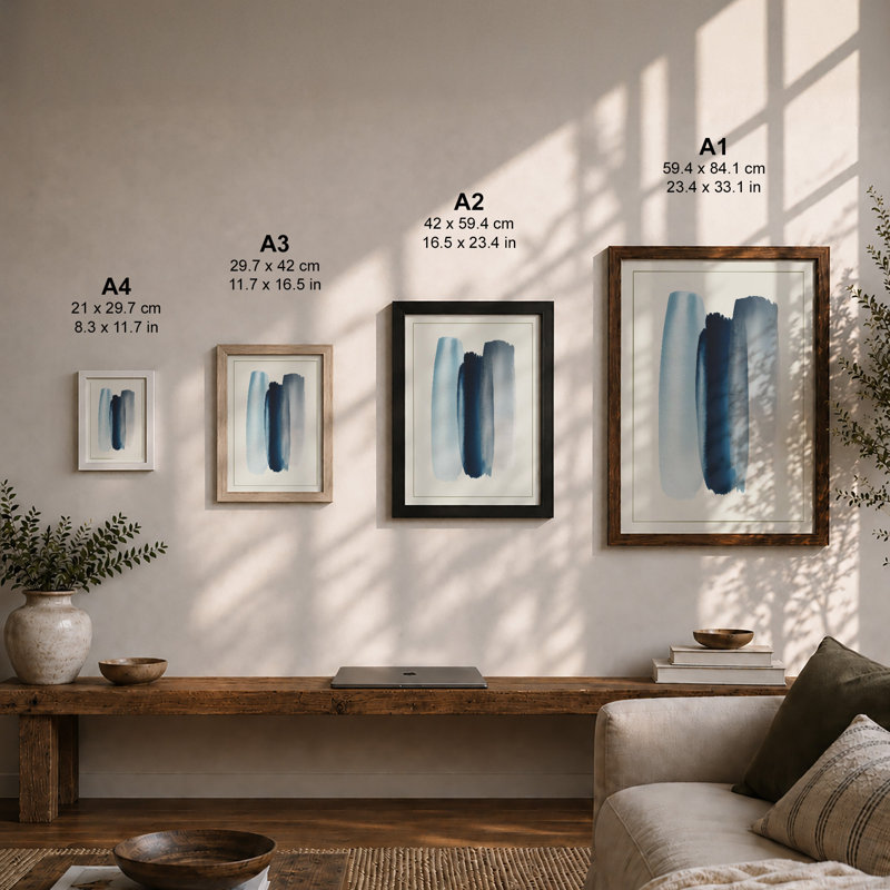 Three Brushstrokes Minimalist - Print, Walnut, A3 - 42.0 x 29.7 cm