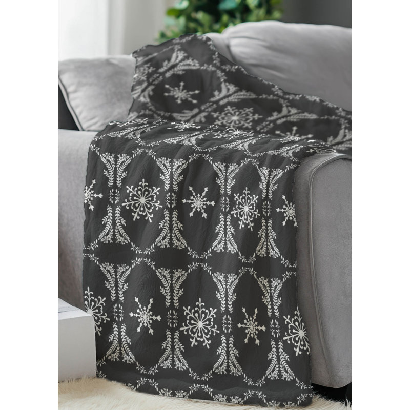 Jeté en velours de neige, Argent / gris anthracite, L 80 po x l 60 po