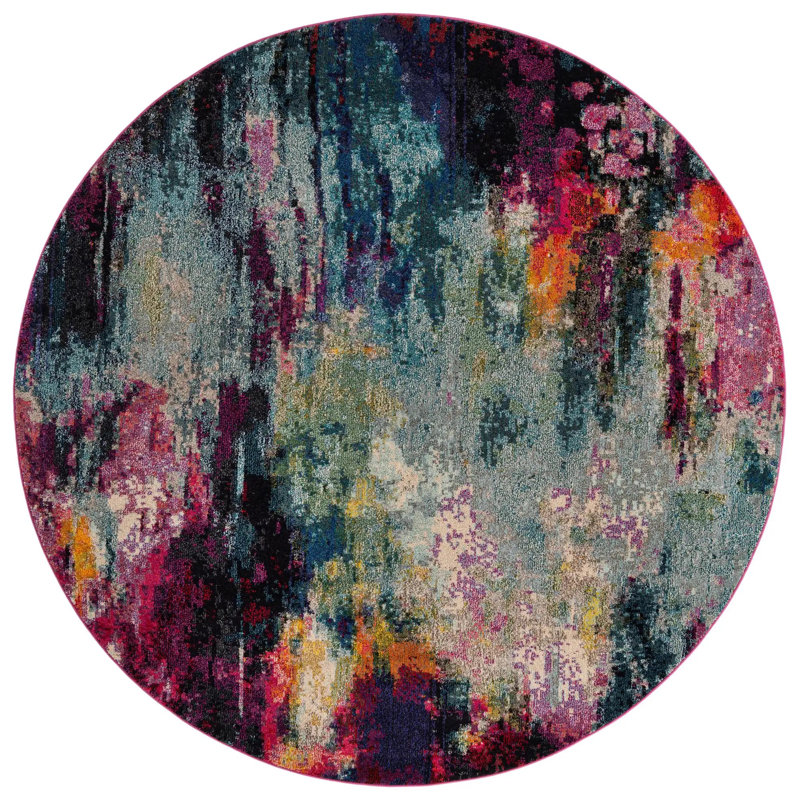 Quinlin Abstract Indoor Rug, Round 8'