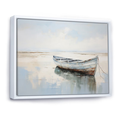 " Blue And White Small Boat At The Lake I "