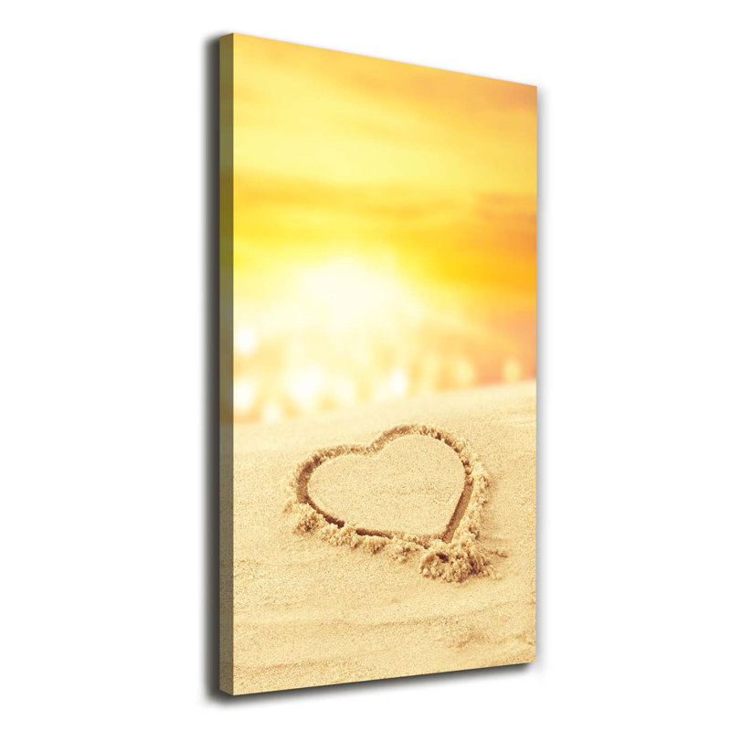 Heart on the Beach 1 Piece Wrapped Canvas Wall Art