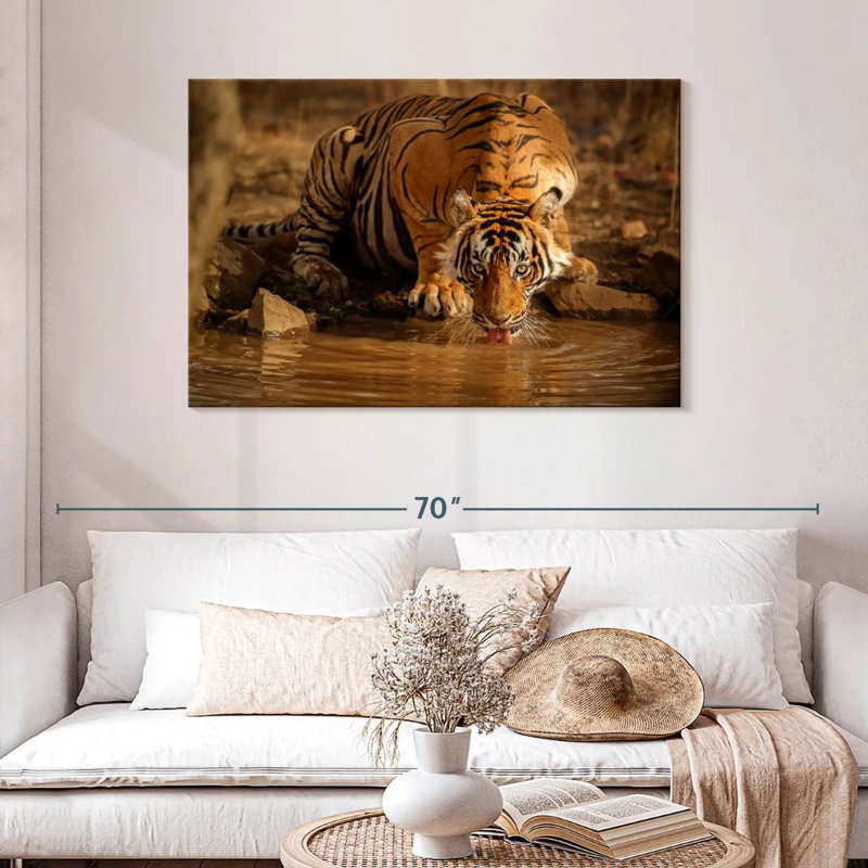 Brampt Drinking Wild Tiger, 30" H x 45" W
