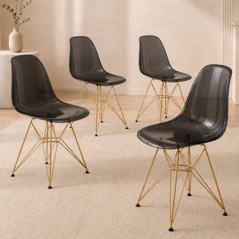 Chaise de salle à manger Northfleet, Ensemble de 4, Doré, Noir transparent