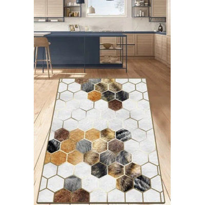 Stylish Hall Carpet, 100% Polyester, 31.5 x 39.4 inches | 10 mm Pile Height, 1.5 lbs/sq ft | Antibacterial, Non-Slip Underside, Machine Washable | Perfect for Entryways & Living Rooms, Easy Care & Modern Design