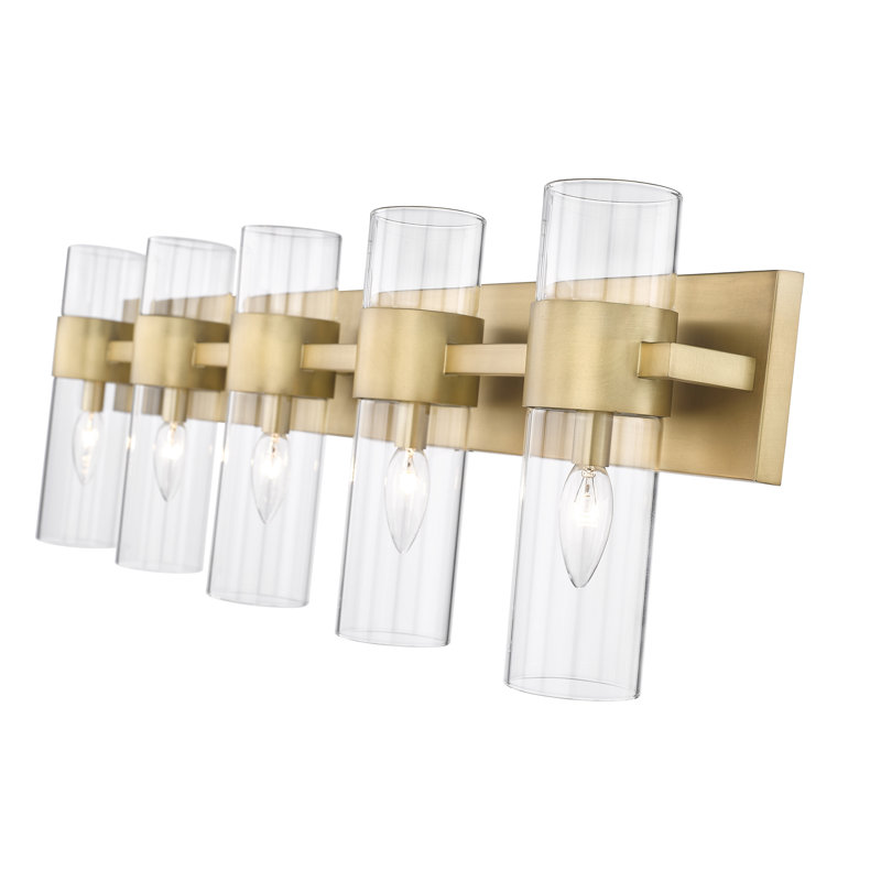 Meuble-lavabo 5 lumières Minatare, Laiton frotté
