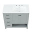 Meuble-lavabo moderne 36 po avec lavabo en céramique, armoire de rangement en bois massif avec tiroirs et tablette ouverte (blanc / noir / gris)-132392931