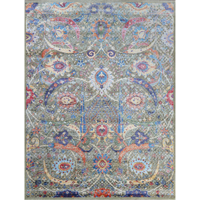 Tapis rectangulaire noué à la main, Rectangle 10 pi x 14 pi