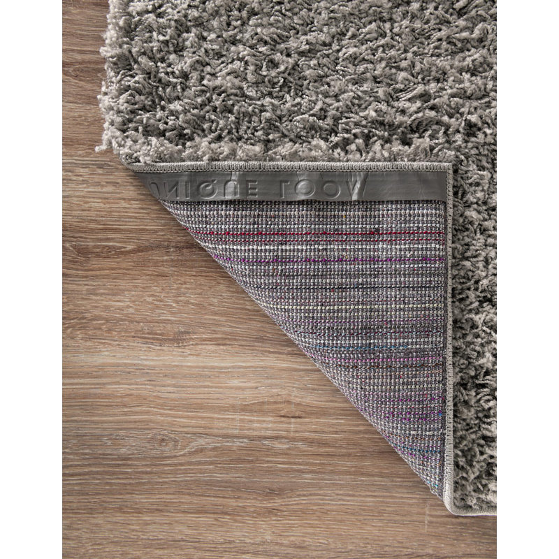 Tapis gris à poils longs Santosha, Tapis de couloir 2 pi x 8 pi