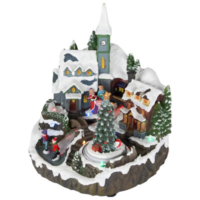 Décoration de village de Noël animée et musicale à DEL 9,25 po