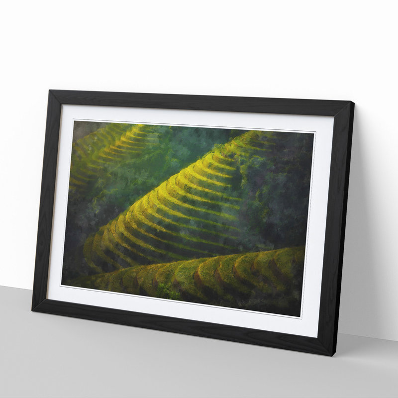 Rice Plantation in Cambodia Vol.2 - Picture Frame Painting, 27cm H x 36cm W x 2cm D, Black Framed