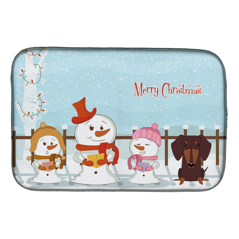 Tapis de séchage merry christmas caroleers teckel, Chocolat