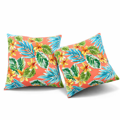 Outdoor Pillow 18" X 18" Set Of 2,Pillow Cover & Insert Throw Pillows For Garden, Porch, Poolside Furniture-Bright Coral Pink