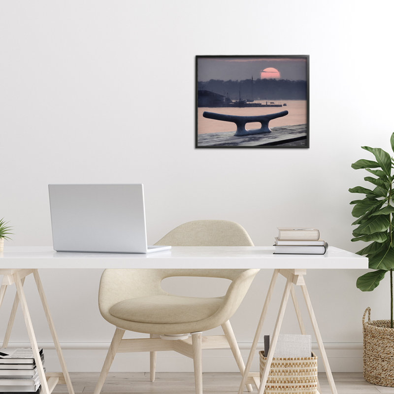 Giclée encadrée par Harbor's Lullaby Coastal Sunset, design par Lori Deiter, H 11 po x l 14 po, Giclée encadrée noir minuit