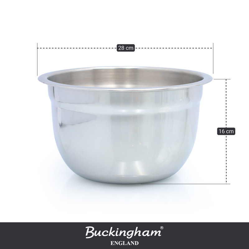 Buckingham Deep Salad Mixing Bowl Stainless Steel for Baking & Food Storage, 28 cm