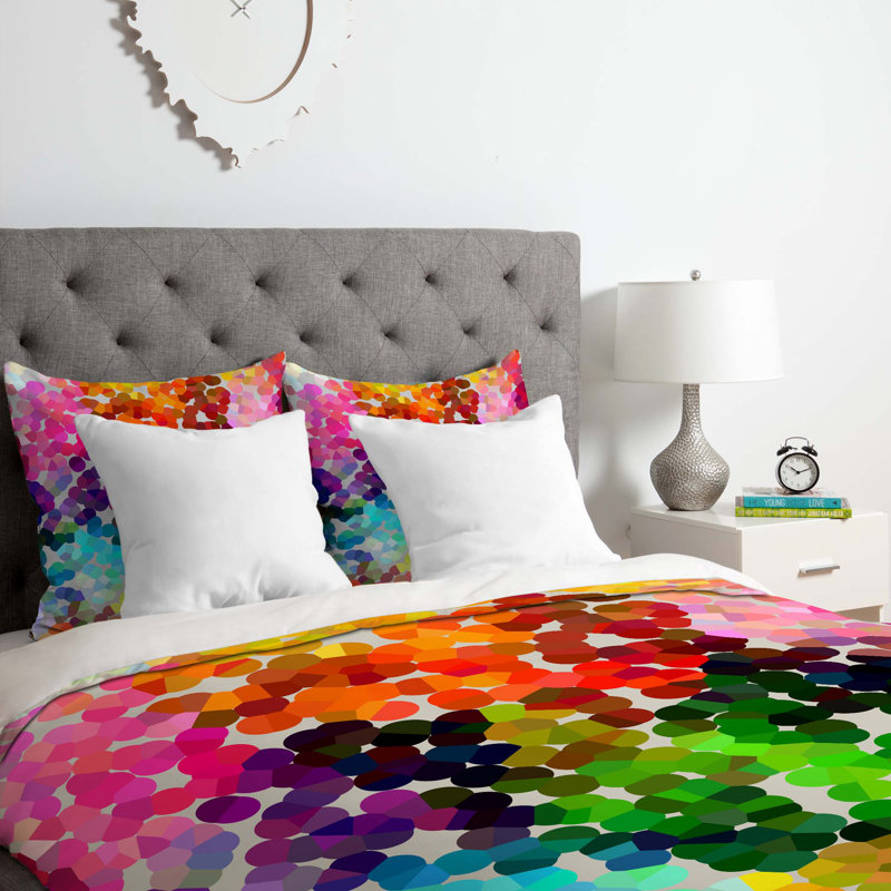Three Of The Possessed Polyester Geometric Shapes Duvet Cover, Queen Duvet Cover + 2 Standard Shams