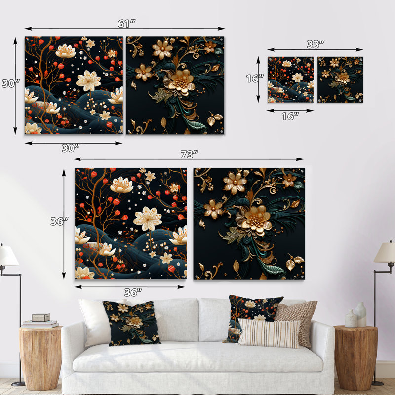 Astorga - Ensemble de 2 art mural en verre acrylique, H 36 po x l 73 po