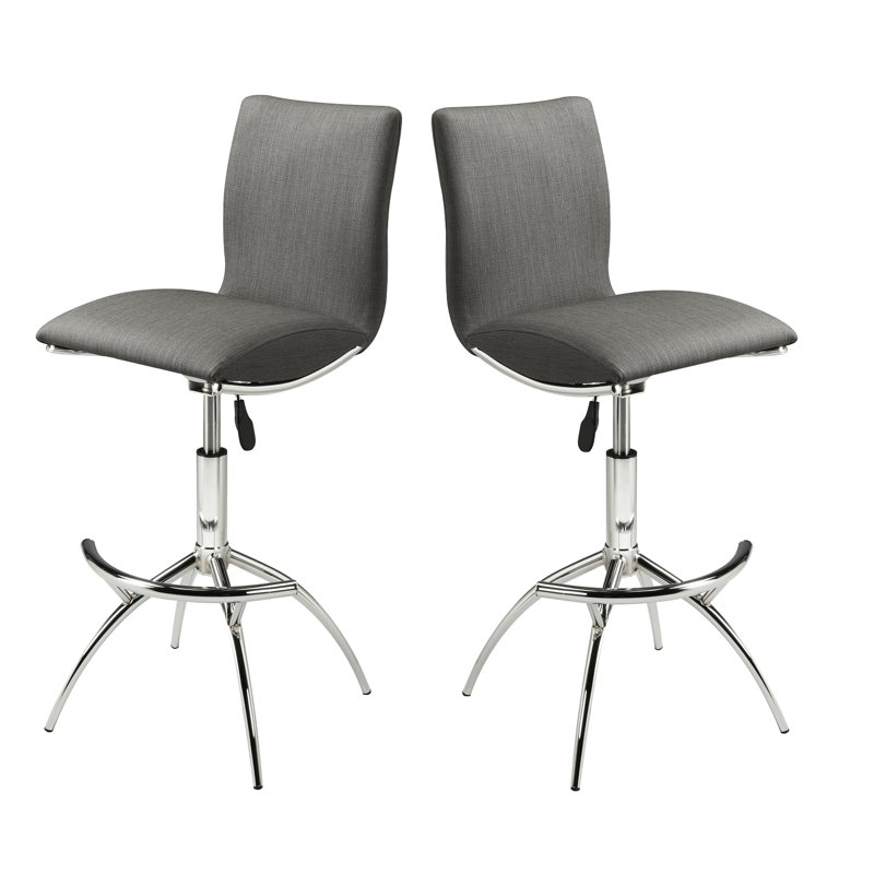Tabourets de bar rotatifs modernes de couleur grise, à hauteur réglable avec structure et empreinte de siège d'unité centrale, avec structure à 2 pieds