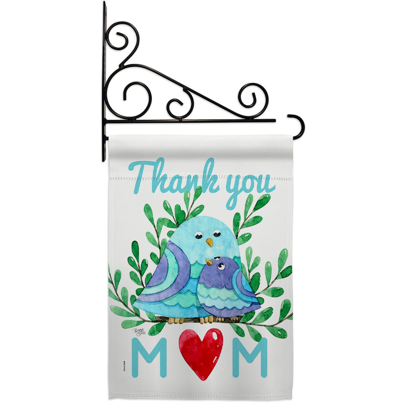 "Thank you Mom" polyester à 2 faces 18,5 x 13 po. Ensemble de drapeaux