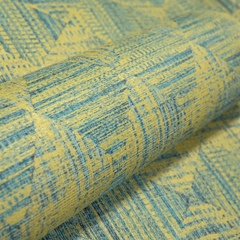 Pepper Sheen Finish Geometric Diamond Raffia Wallpaper Roll, Green