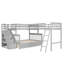 Lit superposé simple au-dessus d'un lit double en L gris. 3 tiroirs de rangement. Fabrication solide. Garde-corps inclus. Dimensions 118,3 x 96,8 x 61,2. Nécessite un assemblage gris avec et un escalier. Structure en bois. Ample-256605634
