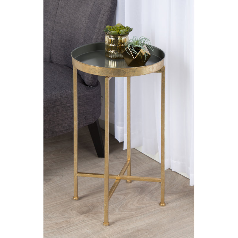 Ekta Tray Top End Table, Gray, Gold