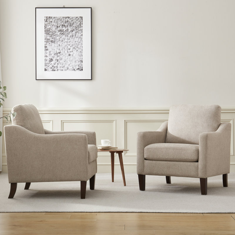Fauteuil avec pieds en bois massif (ensemble de 2), Brun