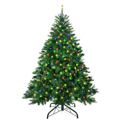 6' Pre-Lit Artificial Xmas Tree With Automatic Branch Design And Metal Stand