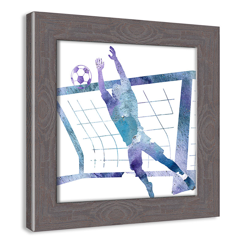 Fille de football 2, H 8 po x l 8 po x P 0,63 po, Encadrement fil du bois gris