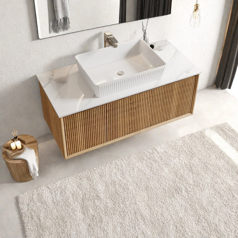Meuble-lavabo flottant simple 36 po avec tiroir