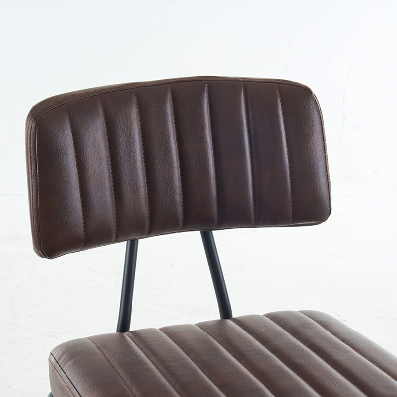 Ensemble de 2 tabourets de bar industriels, chaises à hauteur de comptoir avec revêtement en cuir polyuréthane et structure en métal, chaises de bar rétro