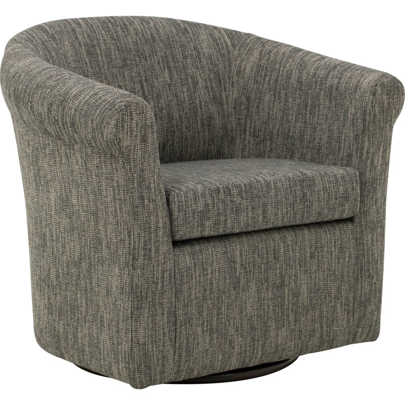 Anstett Upholstered Swivel Barrel Chair, Hapden Charcoal 100% Polyester