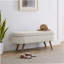 Banc de rangement repose-pieds ovale, pieds en bois d'hévéa