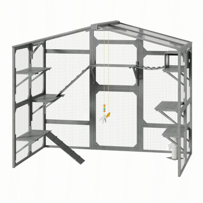 Large Outdoor Catio for 6-10 Cats with Platforms and Ramp