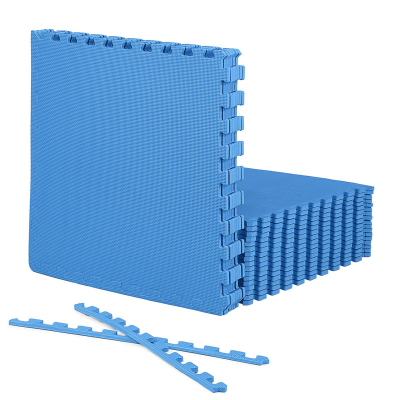 Black Extra Thick EVA Foam Interlocking Gym Floor Tiles, 24" x 24"