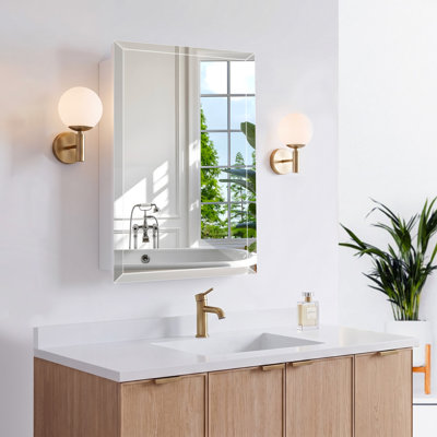 Armoire à pharmacie de 22 x 30 pouces avec étagères réglables, armoire à miroir de salle de bain à montage en surface ou encastré