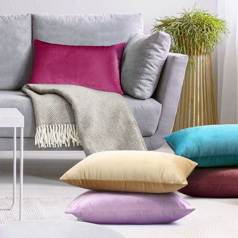 Velvet decorative Throw Pillow Cover, Light Gray Lavender
